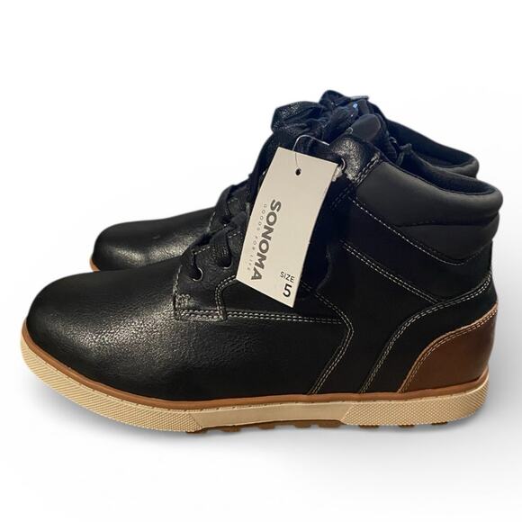 Sonoma Boots Boys Size 5 Black Brown Leather Lace Up NEW Tags - Picture 10 of 10